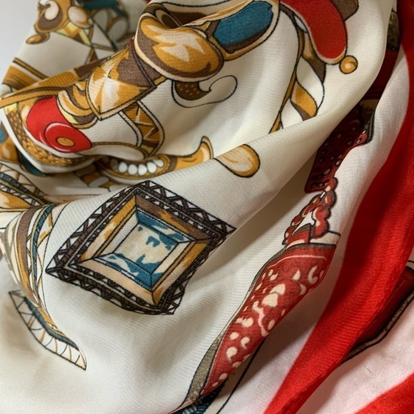 NWT Petit moments red scarf red, blue gold - Picture 6 of 7